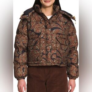 NWT The North Face Retro 71 Sierra Black/Brown Printed Short Down Jacket - M